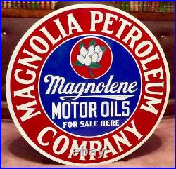 Vintage 30 Porcelain Magnolia Magnolene Motor Oils Sign