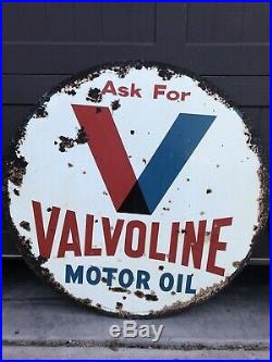 Vintage 30 VALVOLINE Sign Gas MOTOR Oil Sign Not Porcelain 1960
