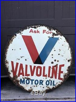 Vintage 30 VALVOLINE Sign Gas MOTOR Oil Sign Not Porcelain 1960