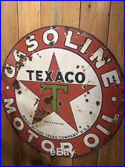 Vintage 42 Porcelain Texaco Gasoline/Motor Oil Sign