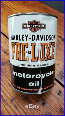 Vintage 50's NOS FULL HARLEY DAVIDSON PRE-LUXE Motor Oil 1 Quart Metal CAN sign