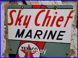 Vintage 62 Texaco Porcelain Sign Sky Chief Petrox Motor Oil Gas Station Service