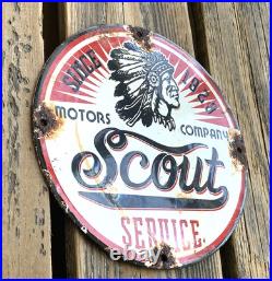 Vintage 8 Scout Service Motor Oil Sales & Service Gasoline Pump Porcelain Sign