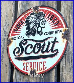 Vintage 8 Scout Service Motor Oil Sales & Service Gasoline Pump Porcelain Sign