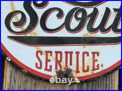 Vintage 8 Scout Service Motor Oil Sales & Service Gasoline Pump Porcelain Sign