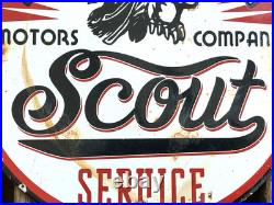 Vintage 8 Scout Service Motor Oil Sales & Service Gasoline Pump Porcelain Sign