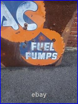 Vintage AC Spark Plug Sign Fuel Pumps Double Sided Gas Oil Garage Motor Parts