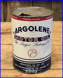 Vintage ARGOLENE Motor Oil 1 Qt Gas Service Station Tin Sign Horse Sign