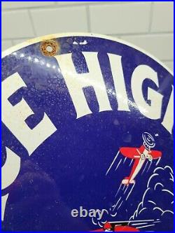 Vintage Ace High Porcelain Sign Midwest Motor Oil Gas Station Service Pump Plate