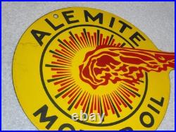 Vintage Alemite Pennsylvania Motor Oil Lubester 1' Porcelain Metal Gasoline Sign