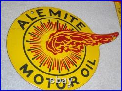 Vintage Alemite Pennsylvania Motor Oil Lubester 1' Porcelain Metal Gasoline Sign