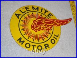 Vintage Alemite Pennsylvania Motor Oil Lubester 1' Porcelain Metal Gasoline Sign