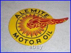 Vintage Alemite Pennsylvania Motor Oil Lubester 1' Porcelain Metal Gasoline Sign