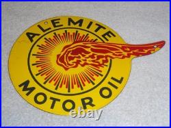 Vintage Alemite Pennsylvania Motor Oil Lubester 1' Porcelain Metal Gasoline Sign