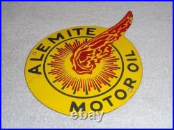 Vintage Alemite Pennsylvania Motor Oil Lubester 1' Porcelain Metal Gasoline Sign