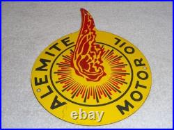 Vintage Alemite Pennsylvania Motor Oil Lubester 1' Porcelain Metal Gasoline Sign