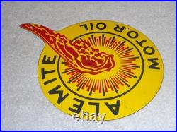 Vintage Alemite Pennsylvania Motor Oil Lubester 1' Porcelain Metal Gasoline Sign