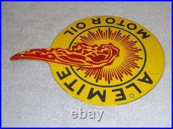 Vintage Alemite Pennsylvania Motor Oil Lubester 1' Porcelain Metal Gasoline Sign