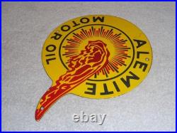 Vintage Alemite Pennsylvania Motor Oil Lubester 1' Porcelain Metal Gasoline Sign