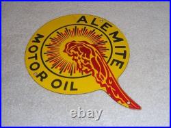 Vintage Alemite Pennsylvania Motor Oil Lubester 1' Porcelain Metal Gasoline Sign