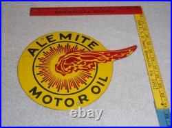 Vintage Alemite Pennsylvania Motor Oil Lubester 1' Porcelain Metal Gasoline Sign