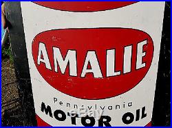 Vintage Amalie Motor Oil Can Metal Sign Gas Gasoline Service Station 34X24