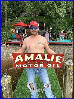 Vintage Amalie Motor Oil Metal Sign Gas Gasoline Service Station 36x12