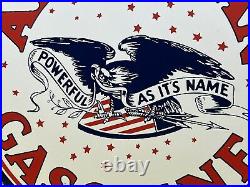Vintage American Gasoline Porcelain Sign Gas Station Motor Oil USA Service Eagl