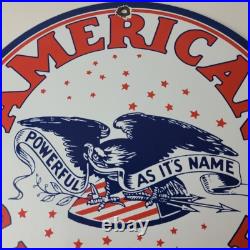 Vintage American Gasoline Sign Gas Motor Oil Pump Plate Porcelain Sign