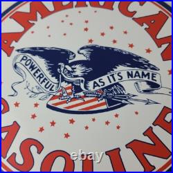 Vintage American Gasoline Sign Gas Motor Oil Pump Plate Porcelain Sign