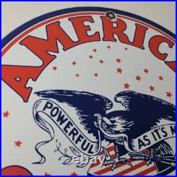 Vintage American Gasoline Sign Gas Motor Oil Pump Plate Porcelain Sign