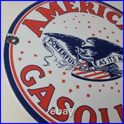 Vintage American Gasoline Sign Gas Motor Oil Pump Plate Porcelain Sign