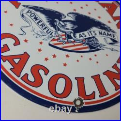 Vintage American Gasoline Sign Gas Motor Oil Pump Plate Porcelain Sign