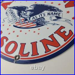 Vintage American Gasoline Sign Gas Motor Oil Pump Plate Porcelain Sign