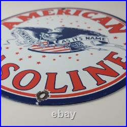 Vintage American Gasoline Sign Gas Motor Oil Pump Plate Porcelain Sign