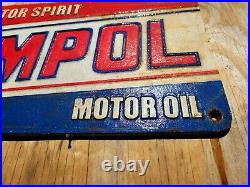 Vintage Ampol Metal Sign Cast Iron Gas Station Motor Spirit Oil Service Plaque