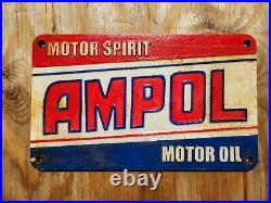Vintage Ampol Metal Sign Cast Iron Gas Station Motor Spirit Oil Service Plaque