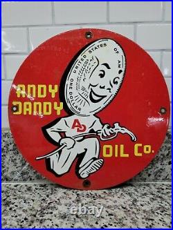 Vintage Andy Dandy Oil Porcelain Sign Motor Gas Automobile Service Lubricants