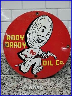 Vintage Andy Dandy Oil Porcelain Sign Motor Gas Automobile Service Lubricants