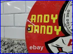 Vintage Andy Dandy Oil Porcelain Sign Motor Gas Automobile Service Lubricants