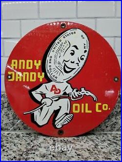 Vintage Andy Dandy Oil Porcelain Sign Motor Gas Automobile Service Lubricants