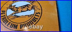 Vintage Antelope Gasoline Porcelain Petroleum Deer Gas Motor Oil Pump Plate Sign