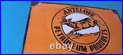 Vintage Antelope Gasoline Porcelain Petroleum Deer Gas Motor Oil Pump Plate Sign