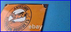 Vintage Antelope Gasoline Porcelain Petroleum Deer Gas Motor Oil Pump Plate Sign