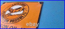 Vintage Antelope Gasoline Porcelain Petroleum Deer Gas Motor Oil Pump Plate Sign