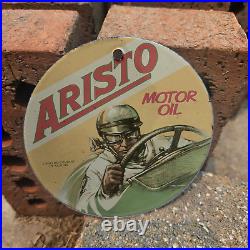 Vintage Aristo Motor Oil Porcelain Gas Oil 4.5 Sign