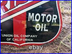 Vintage Aristo Motor Oil Porcelain Metal Gas Pump Sign Die Cut