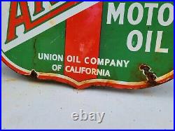 Vintage Aristo Porcelain Flange Sign Gas Station Motor Union Oil Advertising