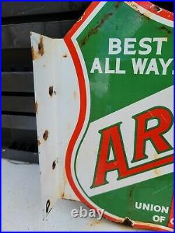 Vintage Aristo Porcelain Sign Gas Station Flange Signage Motor Union Oil Service