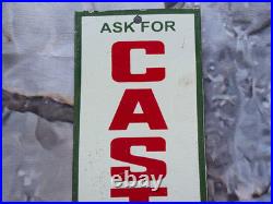 Vintage Ask For Castrol Motor Oil Porcelain Sign 12×4